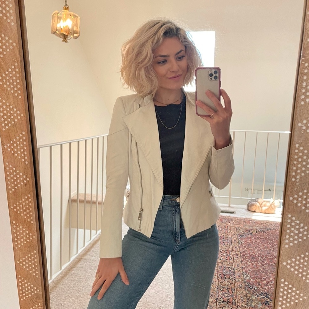 BeBe Off-White Leather Jacket